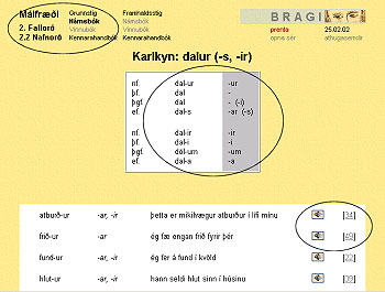 > BRAGI: Mlfri: 2. Fallor: 2.2 Nafnor > "Karlkyn: dalur (-s, -ir)" (NB: GS)